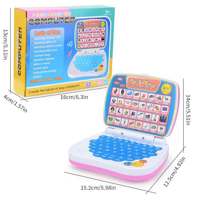 English Learning Small Laptop Toy for Kids 2-3 Years. Boys and Girls Computer for Aphabet ABC.Numbers.Words.Spelling.Maths.Music