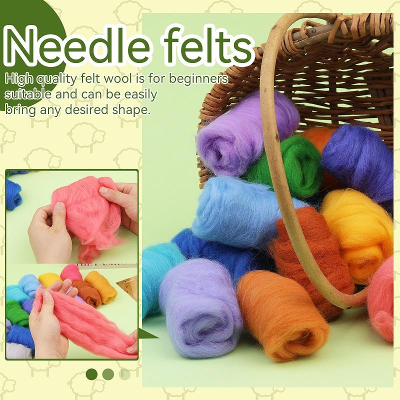 270 G Felt Wool Set of 54 Colours Wool Roving Felting Wool Dry Felting Needle Felt Accessories for Starter DIY Wool Craft