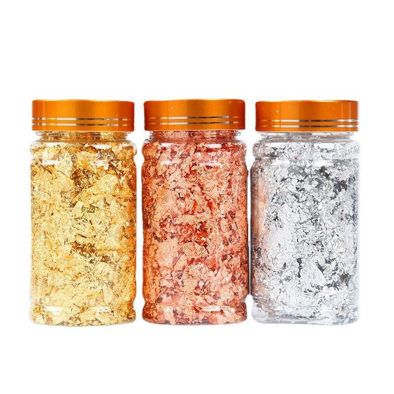 1Box Gold Silver Irregular Nail Art Foil Paper Glitter Gold Leaf Flakes Nail Art Sequin Foil Paper Fragments DIY Manicure Decora