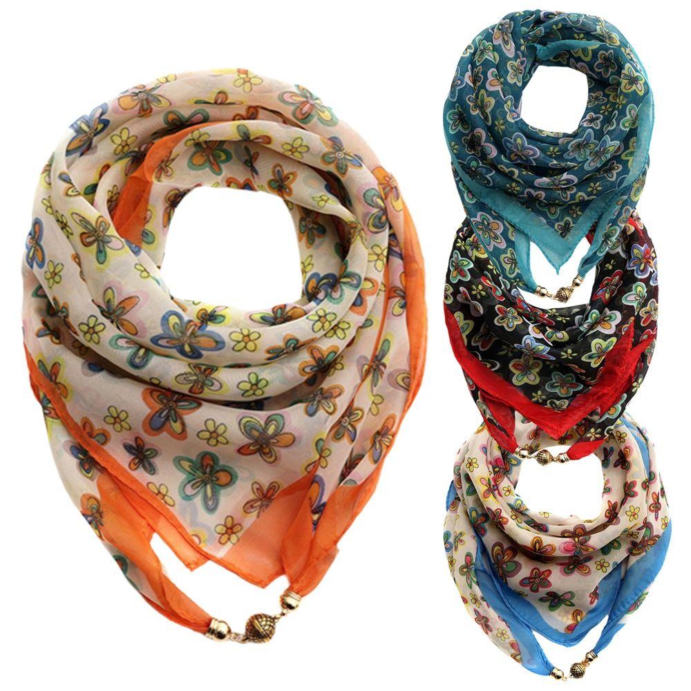 Luxury Women's Neck Scarf Chiffon Headscarf Fashion Square Scarf  Spring