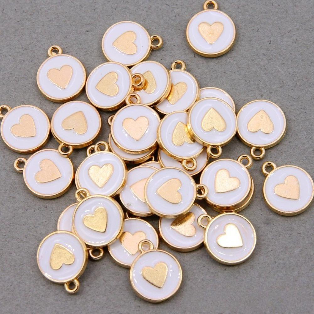 10pcs 12*15mm Zinc Alloy Round Enamel Charms Mini Sweet Heart Charms For DIY Necklaces Bracelets Jewelry Accessories