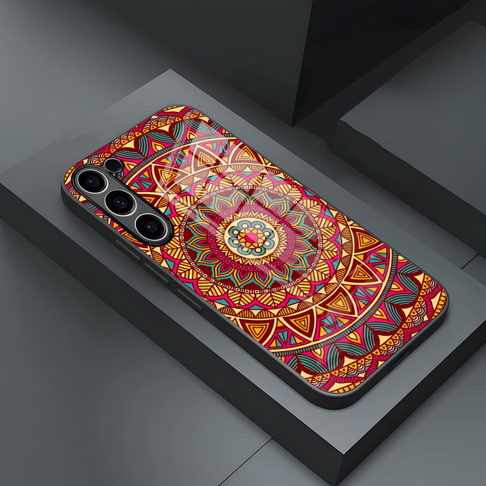 Indian Pattern Mandala Phone Case For S23 Samsung S24 S25 Ultra S22 S20 Fe S21 Plus A54 A34 A53 A16 Glass Cover
