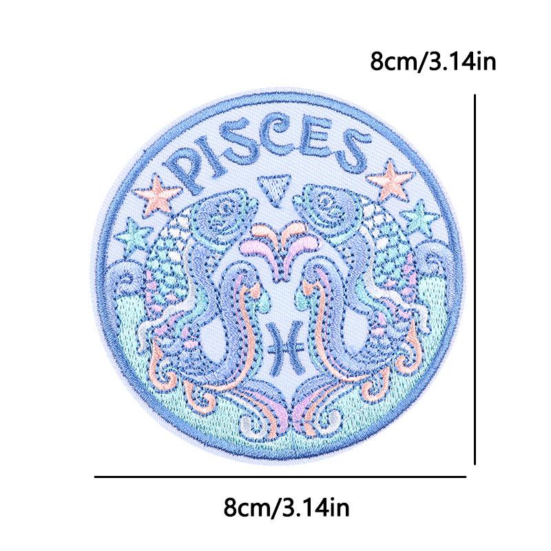12 Zodiac Signs Embroidery Patch Iron On Patches Complete Set Horoscope Constellation Design for Jacket Backpack Daily Decor