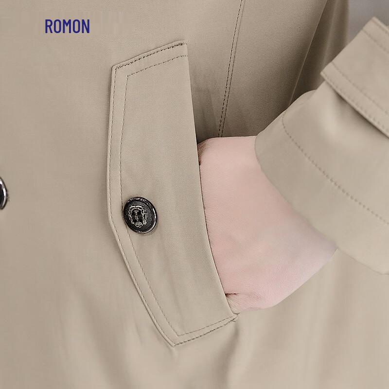 ROMON Men's Mid-Length Lapel Trench Coat