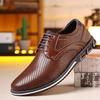 2025 Men's Plus Size Lightweight Leather Lace-up Casual Shoes - Fashionable All-Season Style