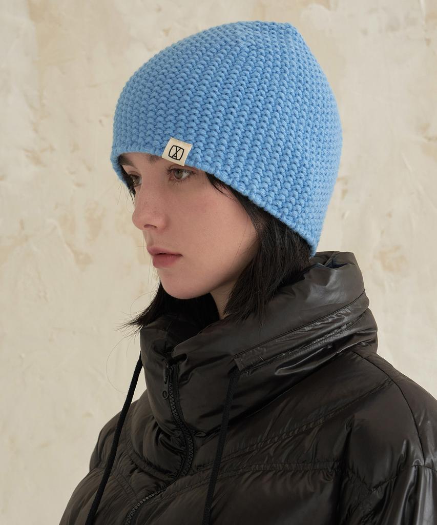 Bajal Va Square Label Cozy Beanie Sky Blue