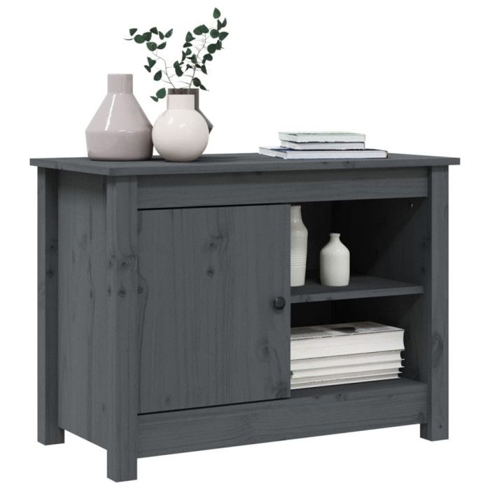 VidaXL Meuble TV Gris 70x36,5x52 cm Bois de pin massif 814581