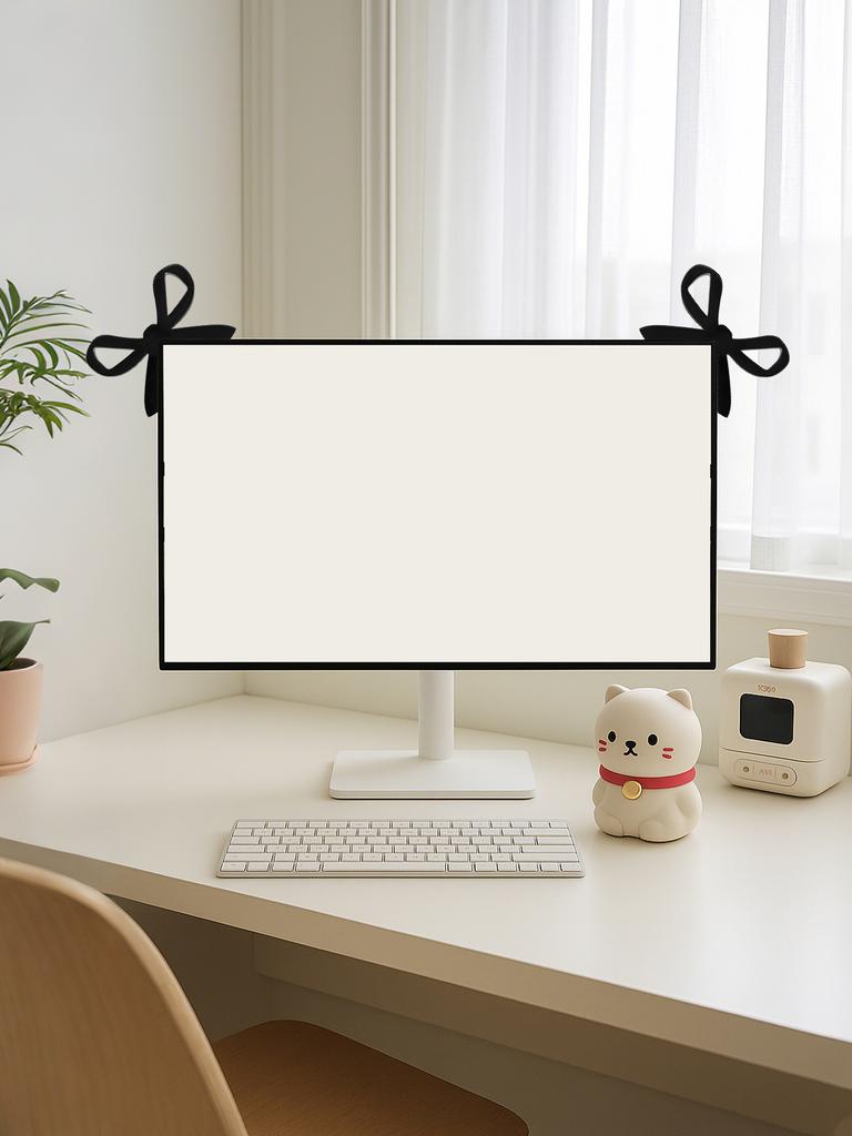 Kawaii Bow Monitor Decor Pink Acrylic Bowknot PC Accessories Cute Desktop Decoration for Gaming Setup,Screen,Home Office & Gift