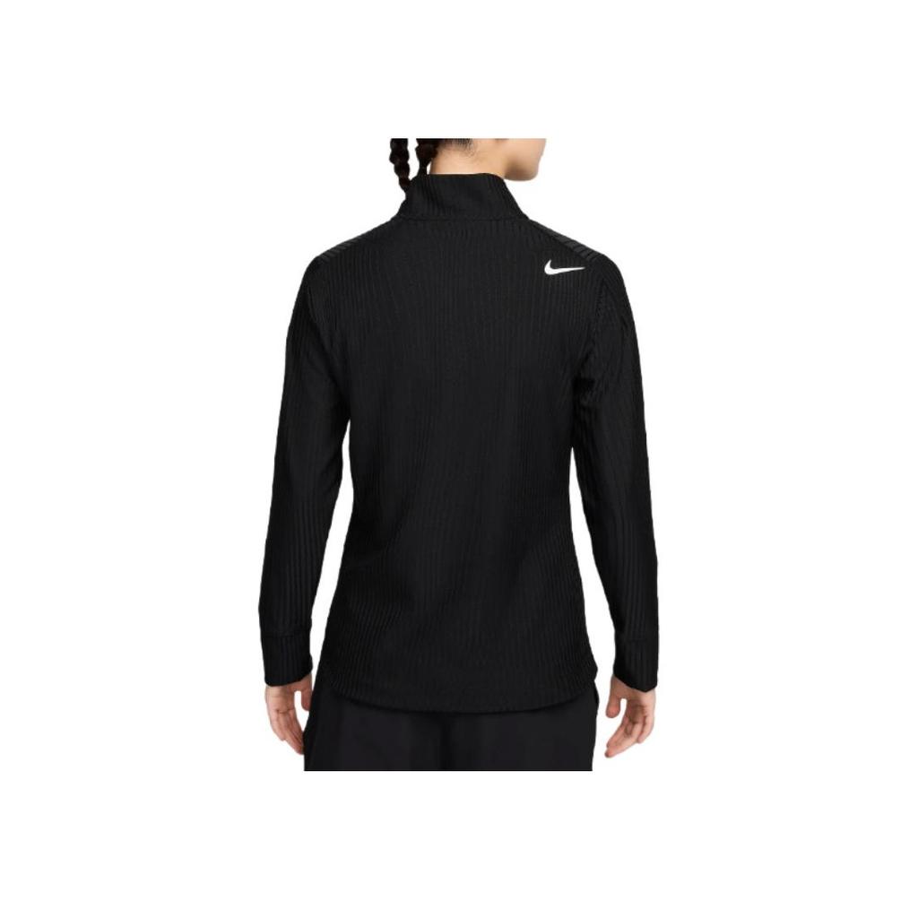 Nike Dri-FIT ADV Quarter-Zip Solid Breathable Long Sleeve T-Shirt Women Tops Black FD5628-010