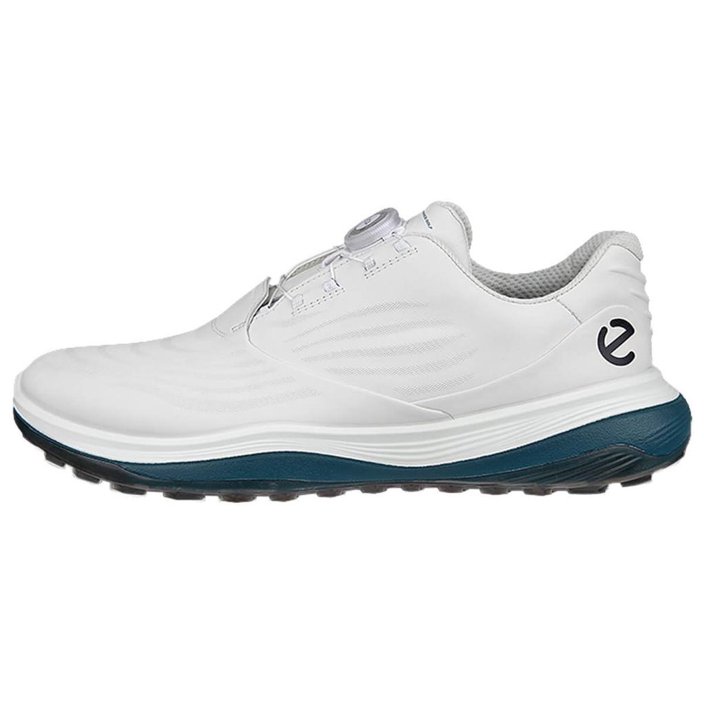 ECCO GOLF LT1 Men's Waterproof Leather Golf Shoes, 13227461203, White/Petrol, Size 25.5 cm, 3E