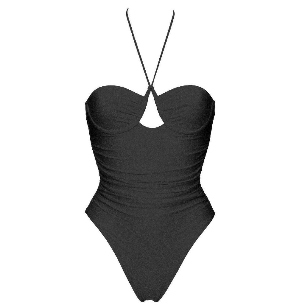 Vintage One Piece Swimsuit Women Swimwear Solid Monokini Retro Bodysuit Beach Wear Black Blue Bath Suit Striped Maillot De Bain