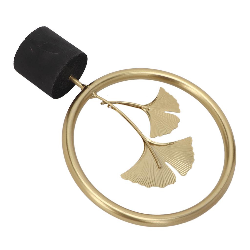 Ginkgo Leaf Statue Exquisite Details Wooden Base Elegant Gold Color Metal Ginkgo Sculpture for Bedroom Office Cafe