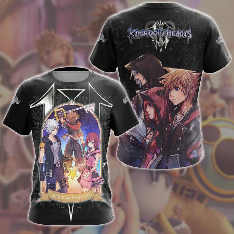 Anime Gra Kingdom Hearts Koszulki Cosplay Nadruk 3D Unisex Koszulka Męska Damska Krótki Rękaw Harajuku Oversize Męski Top z Postaciami z Kreskówek
