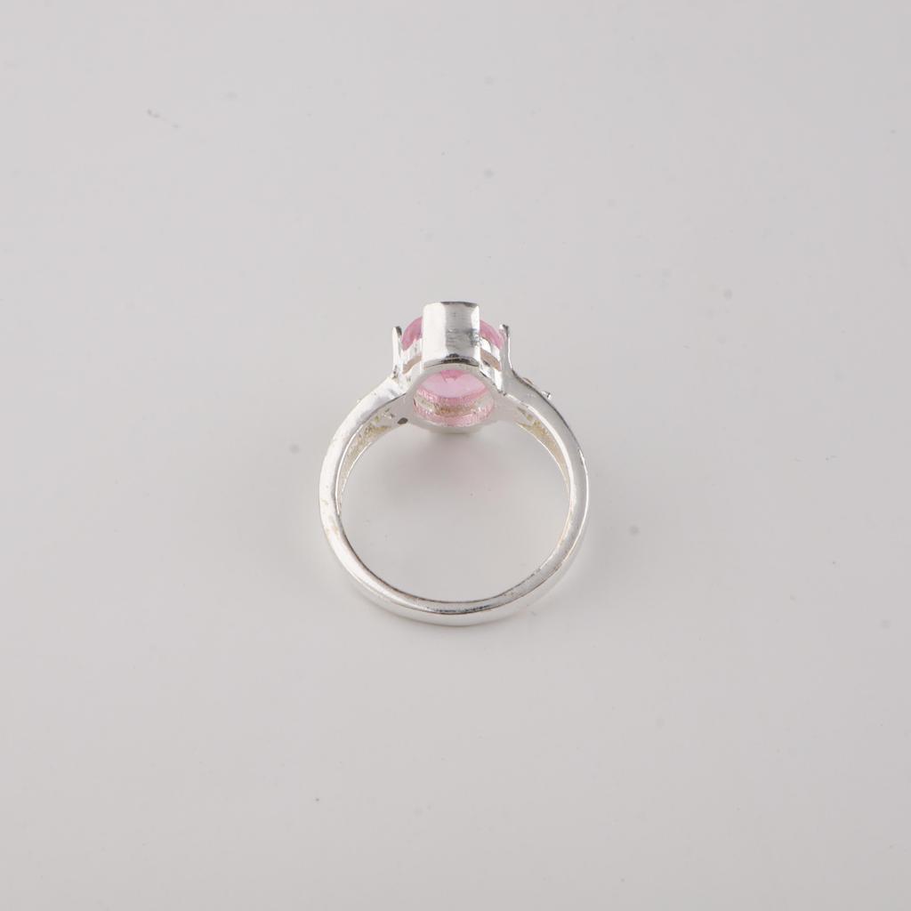 Morganite Gemstone 925 Sterling Silver Statement Ring Everyday Wear Jewelry For Women CZR-18-12