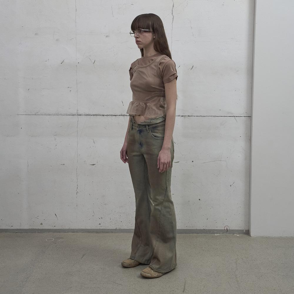 LCDC™ Cut-Out Waist Washed Denim (Sand Gray)