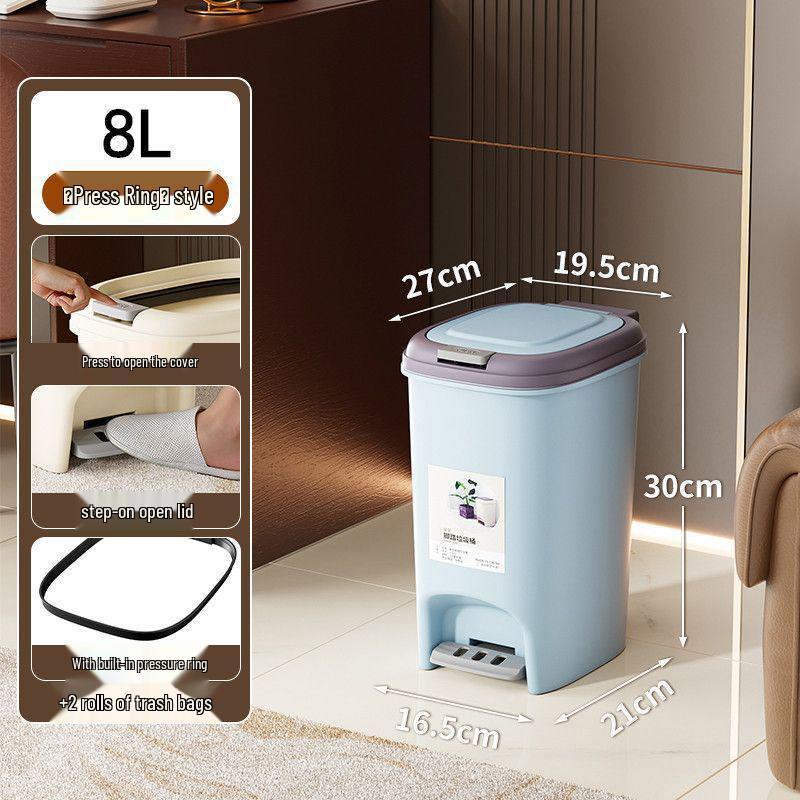 Large Odor-Proof Foot Pedal Trash Can with Lid for Home: Double Opening for Bedroom, Living Room, Kitchen, Bathroom, and Toilet.