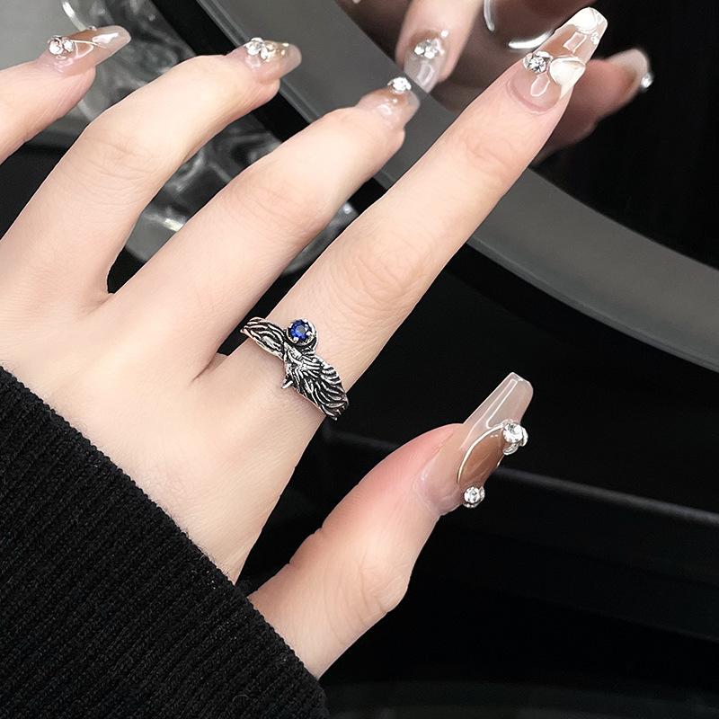 XIYANIKE Vintage Blue Crystal Fox Animal Adjustable Rings For Men Women Punk Fashion New Year Jewelry Gift Party Anillos Mujer