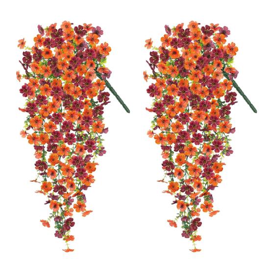 1/2/3/4Pcs Fall Hanging Artificial Violet Flower UV Resistant Realistic Fake Flower Wedding Party Indoor Outdoor Garden Wall Hanging Faux Flower