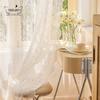 Romantic French Curtain Lace Curtain Finished American Pastoral Vintage Pearl White Tulle Fabric Room Bedroom Punch Hook Yarn