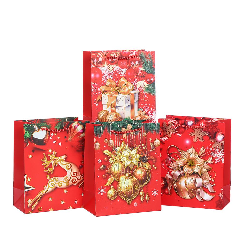 6/10pcs StoBag Christmas Paper Tote Bags Recyclable Gift Bags for Holiday Packaging Party Favors Candy Cookies Classroom