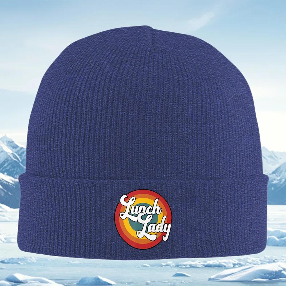 

Lady Lunch Retro Design Emblem Unisex Women Unisex Knitted Hat Beanie Pullover Cap Winter Thermal Warm Christmas Outdoor Cycling Hi