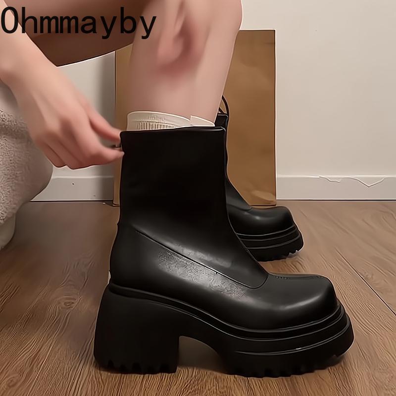 Platform Height Increase Women Ankle Boots Female Elastic Slimming Modern Short Booties Autumn Winter Ladies Shoes