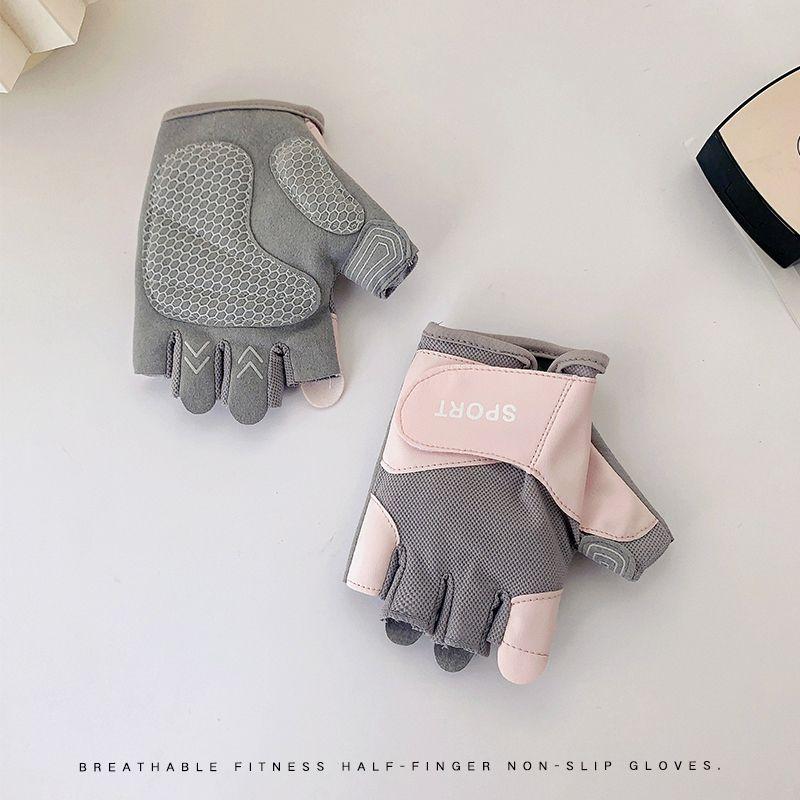 

Fitness Gloves Women Thick Non-Slip Mat Equipment Training Aerial Yoga Breathable Half Finger Riding Dumbbell Sports Gloves Pink S