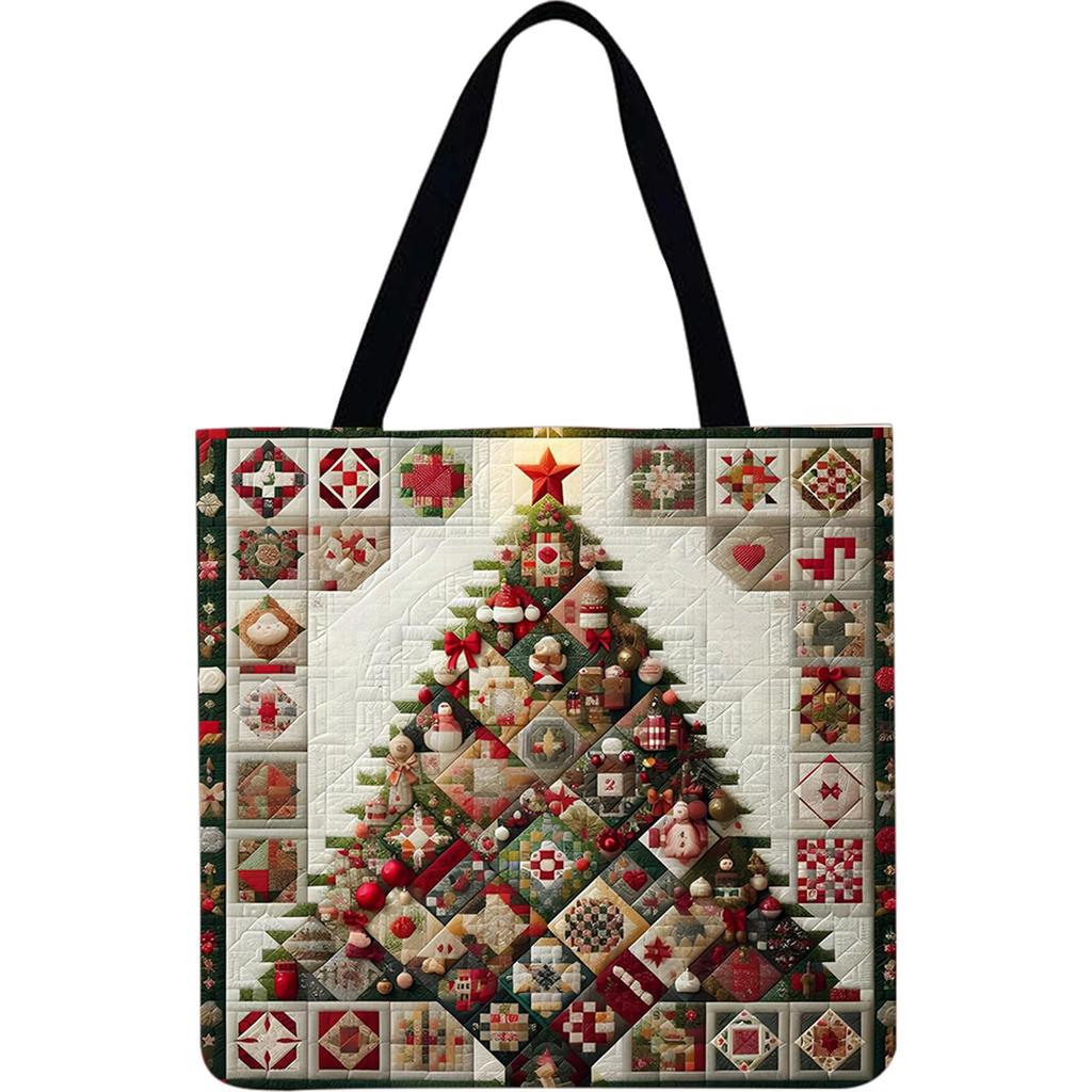 4pcs Christmas Tree Large Capacity Linen Tote Bag