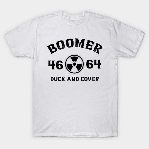 

Men Black Print T-shirt Boomer - Duck And Cover No-Cut Transfer Paper Print Cotton Tshirt 3XL білий