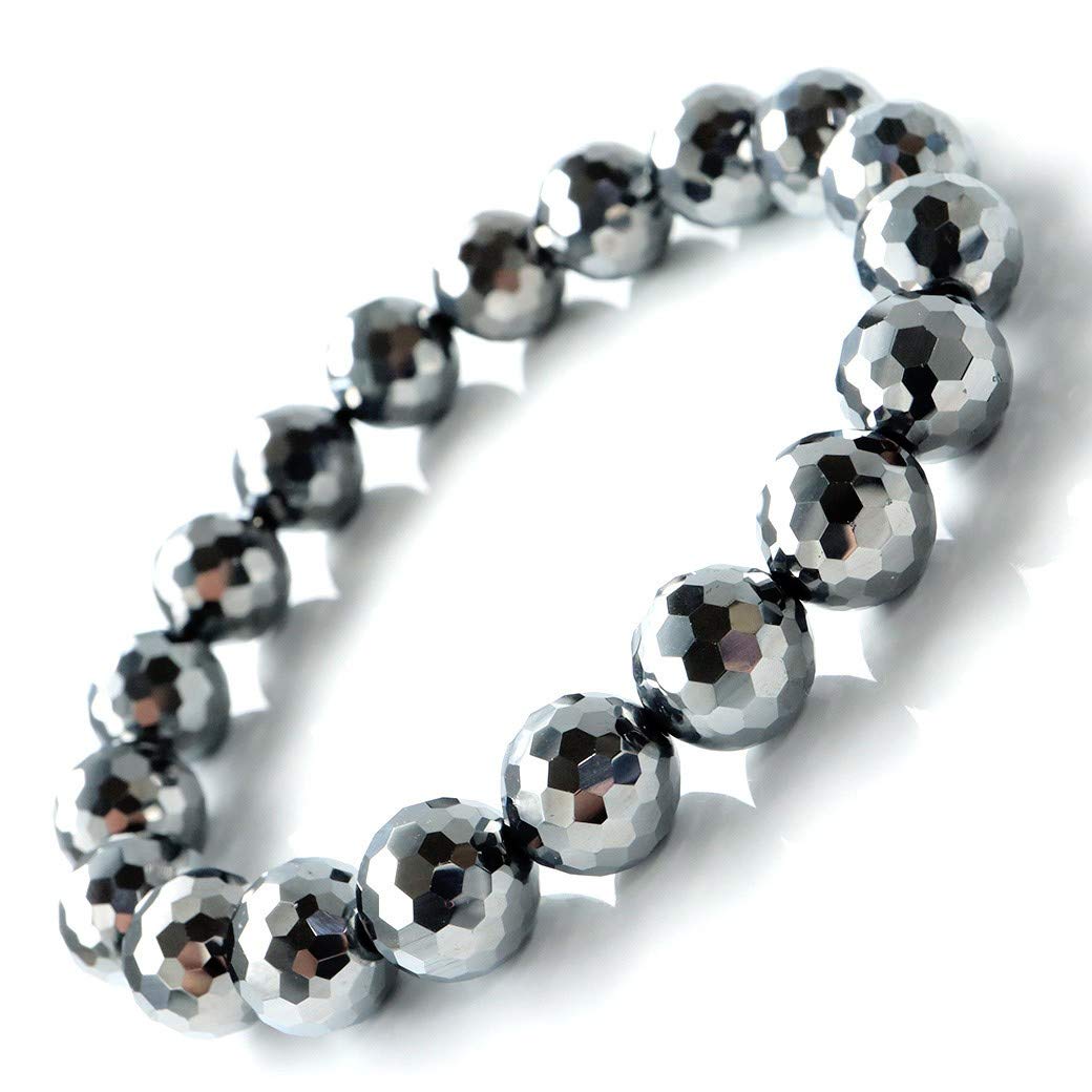 

High Purity Mirror Cut Terahertz Ore Bracelet 10mm Comes with Exclusive Box Inner Diameter [GOLD STONE] Approx. 13.5cm