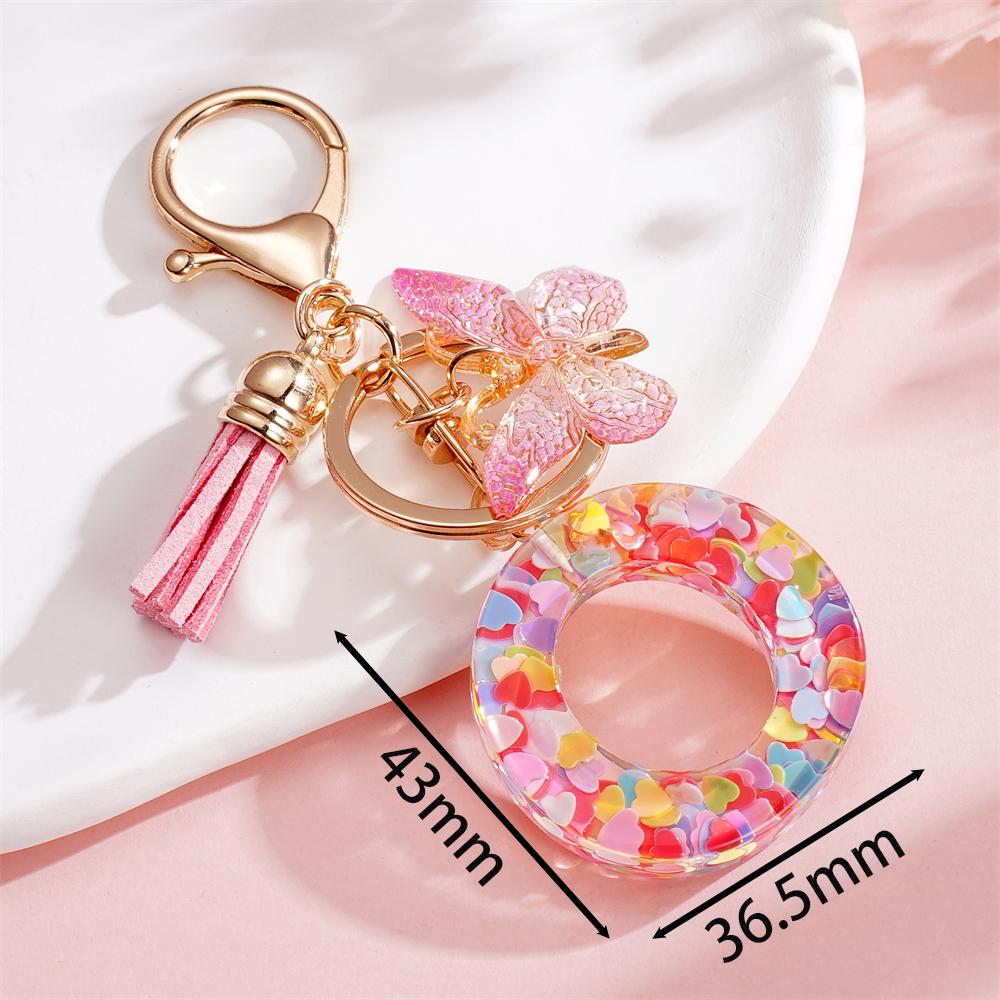 Fashion DIY A-Z Letters Keychain Metal Holder Pendent Key Chain With Butterfly Women Car Key Ring Simple Letter Key Party Gift