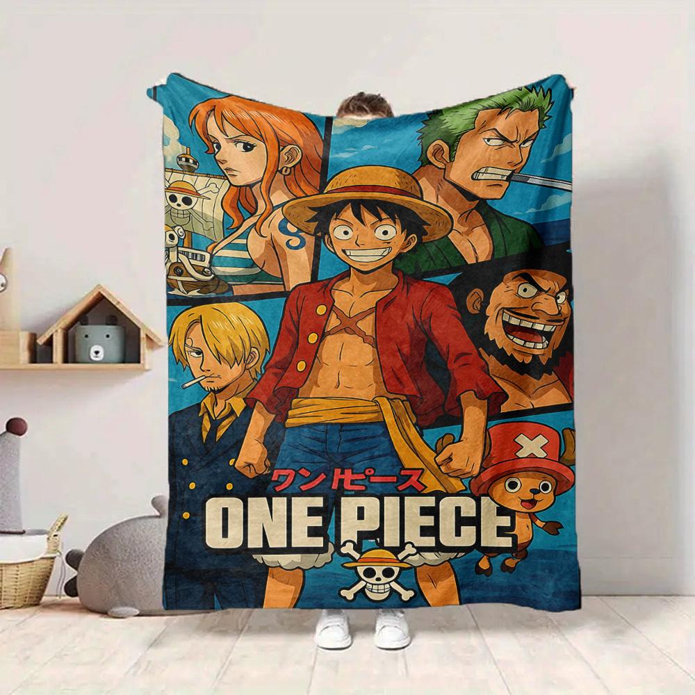 1pc ONE PIECE Flannel Throw Blanket HD Printed Lightweight Soft Warm All Season Blanket for Sofa, Bed, Travel, Camping Machine Washable
