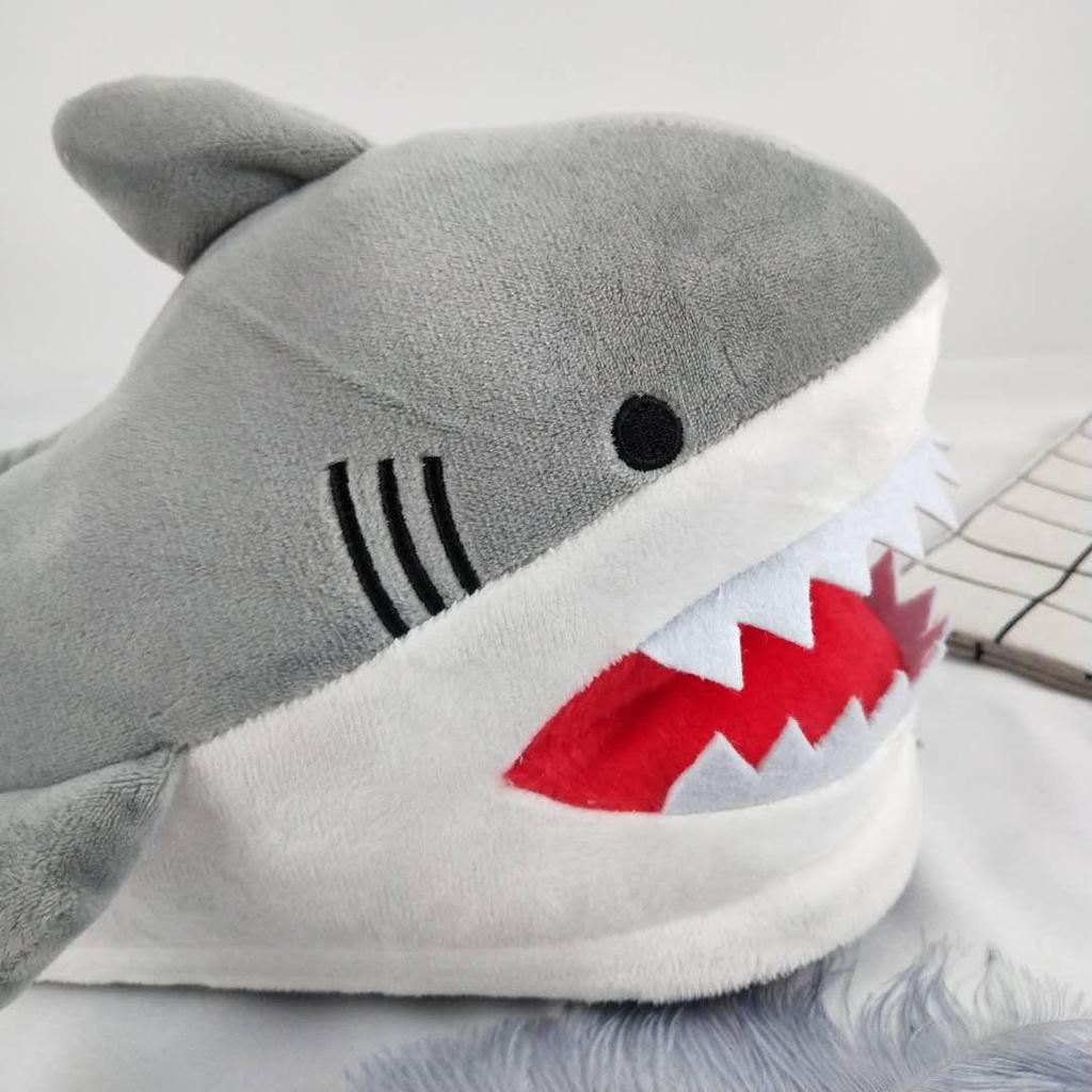 Shark Plush Winter Slippers - Thick, Cozy Indoor Dolphin Cotton for Couples