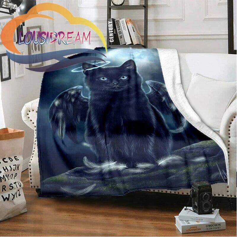 Záhadná kočka a Satan  Načechtaná deka  Teplo Měkký plyšový přehoz na pohovku  čtvercová  deka Turistická deka{Přizpůsobte si svou fotografii}