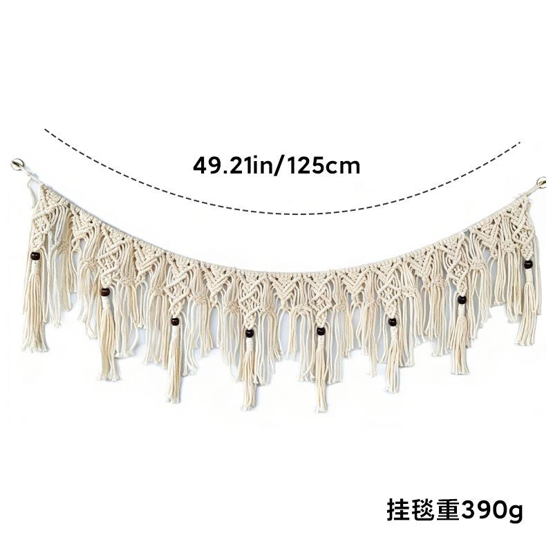 

Hand Woven Wall Tapestry Bohemian Decorative Hanging with Fringe for Bedroom белый