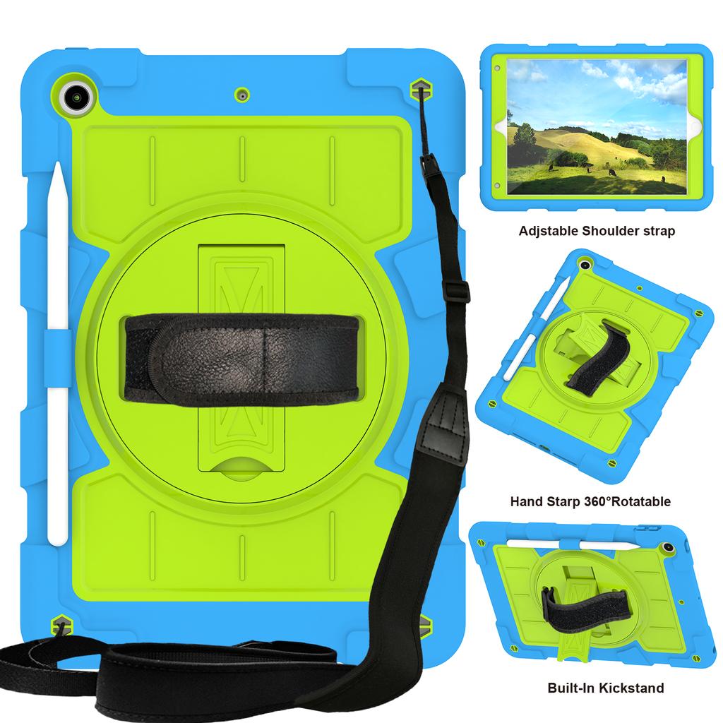 With Shoulder Strap Heavy Duty Case For iPad A16 2025 11th 10.9 2022 10th 10.2 2019 2020 2021 7-8-9th Gen. Rotation Stand Cover
