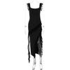 2024 Summer/Fall New European & American Style Women's Sexy Frill Stitch Split Dress