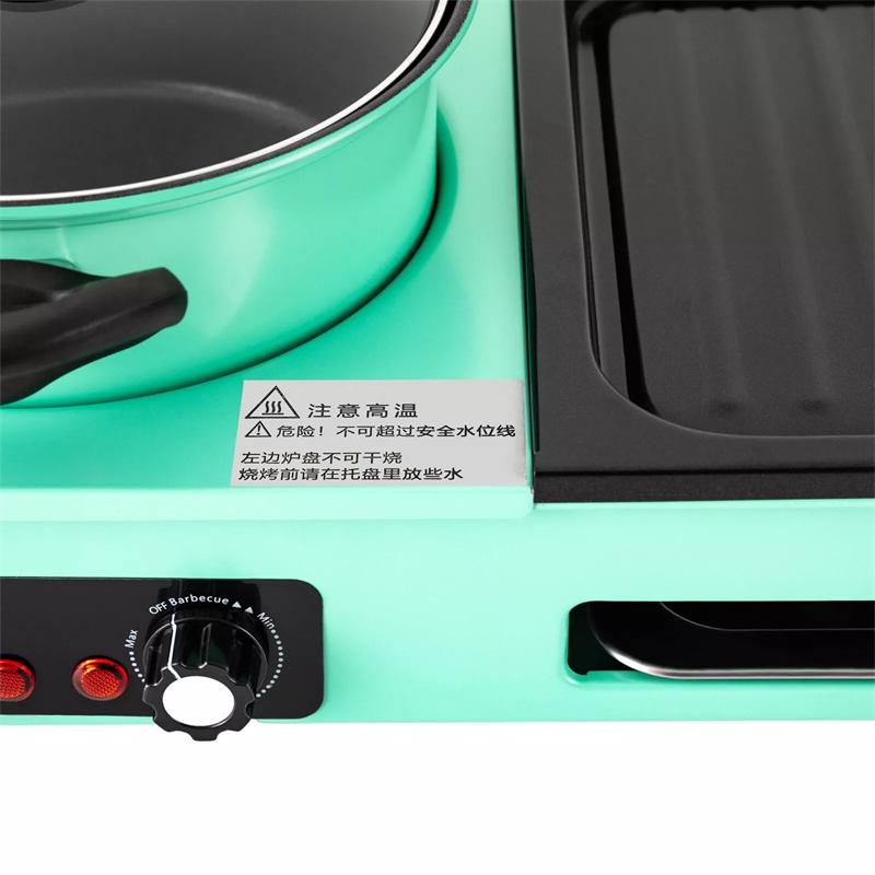 3 in 1 Korean Multifunctional Electric Grills Smokeless Style BBQ Hot Pot Multi cooker Machine Non-Stick Electric Baking Pan