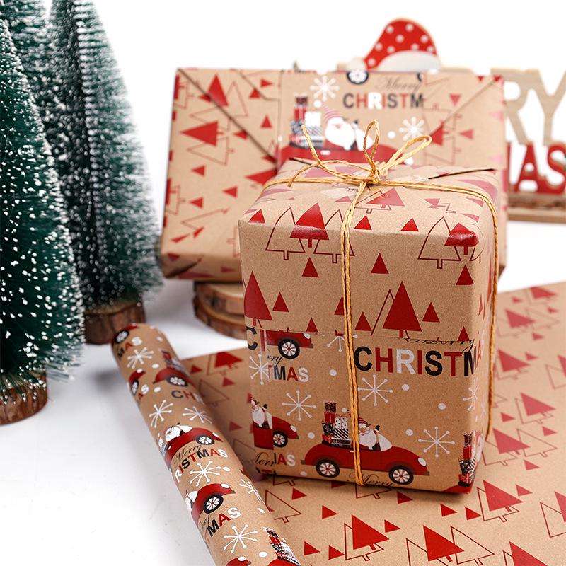 Large Double-Sided Retro Kraft Christmas Gift Wrap Paper