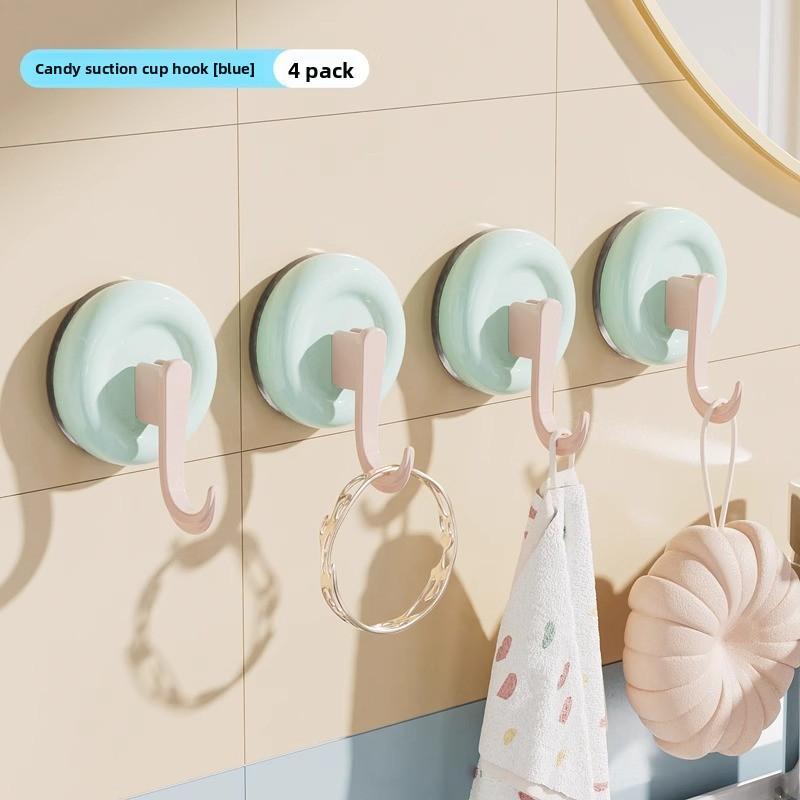 4 Pcs Strong Vacuum No-hole Non-marking Removable Household Kitchen Bathroom Bathroom Wall Hanging Suction Cup Hooks