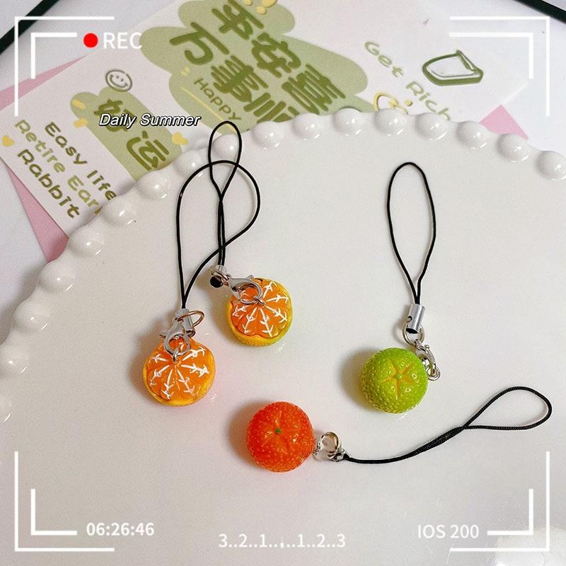Simulated Orange Phone Lanyard, Creative Fruit Food Pendant Bag for Friend Gifts, Big Orange Big Fortune Creative Half-Peeled Orange Phone Strap