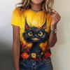 New Black Cat 3D Print T-Shirts Summer Women O-Neck Short Sleeve T Shirt Harajuku Tops Y2k Casual Oversized Tees Female Clothing