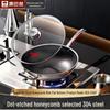 KOBACH Xiyue 34cm Stainless Steel Honeycomb Non-Stick Stir-Fry Wok