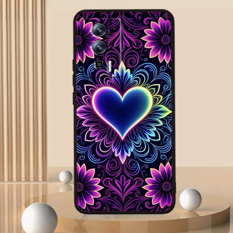 Luxurious Love Design Art For Xiaomi Redmi 12 13C 12C 13 10C 9T A2 9A 9C 7A Note 10S 8T 10 9 8 Pro 4G 5G Black Phone Case