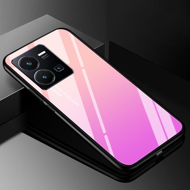 For VIVO Y35 2022 Case Cover Tempered Glass Cases for Vivo V21 5G 4G V21E Y11S Y12S Y20S V20 SE Y03 V2022 V2023 Hard Back Bumper