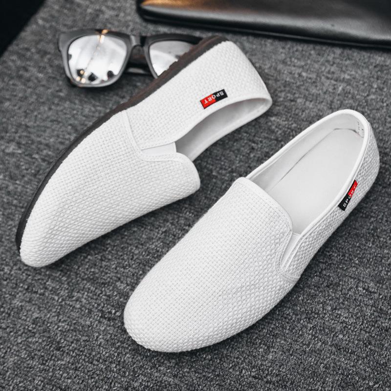 Sommer-Beanie-Schuhe, niedrig geschnittene Leinen-Schuhe aus lässigem Stoff, atmungsaktive lässige Fahrerschuhe