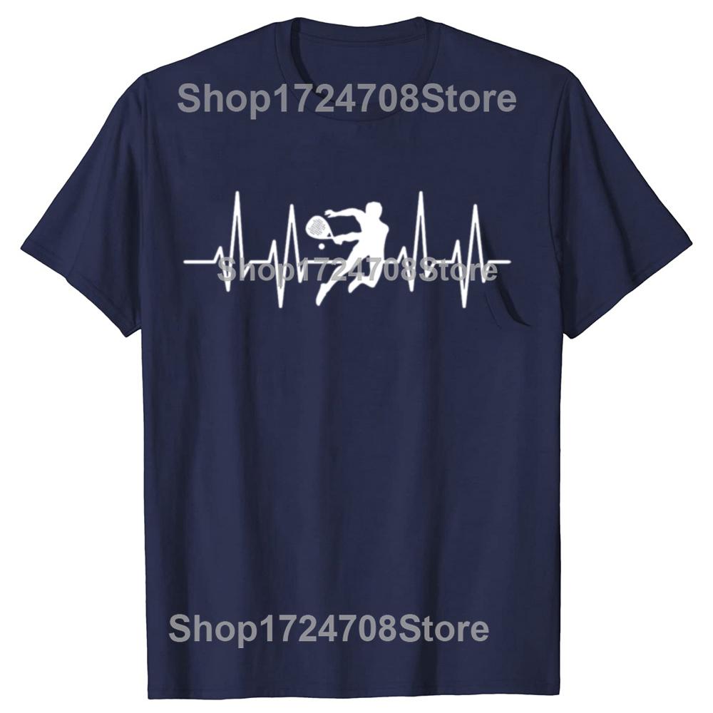 Padel Player Heartbeat Funny Tennis lovers T-shirts Men Women's Fashion Casual Tshirt 100% Cotton Loose Oversized T Shirt