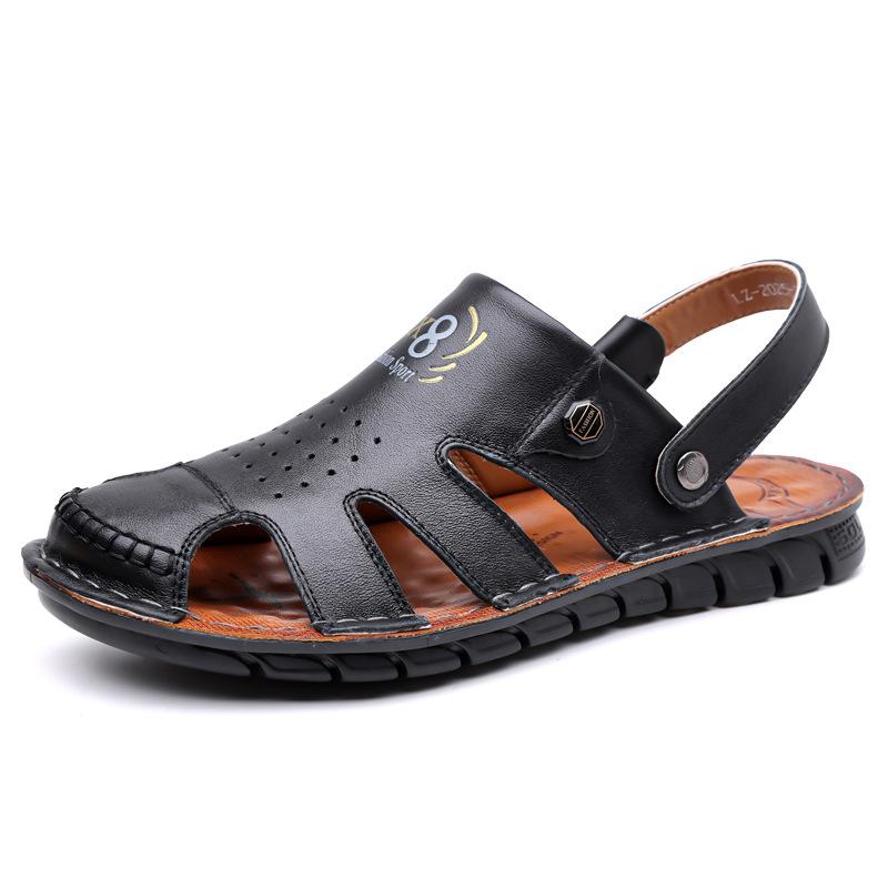 Sandals men's summer new casual beach shoes wear-resistant beef tendon soles handmade online middle-aged non-slip dual-purpose cool slippers