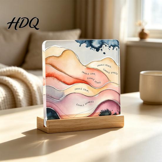 Warm Gift for Friends Motivational Mental Health Desktop Decoration Acrylic Sign with Wooden Stand Spiritual Support Office Desk Decor Inspirational