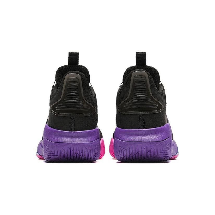 Anta Kids Comfortable Daily Non-Slip Mid-Top Basketball Shoes Kids Sneakers Black Purple A312411107-4